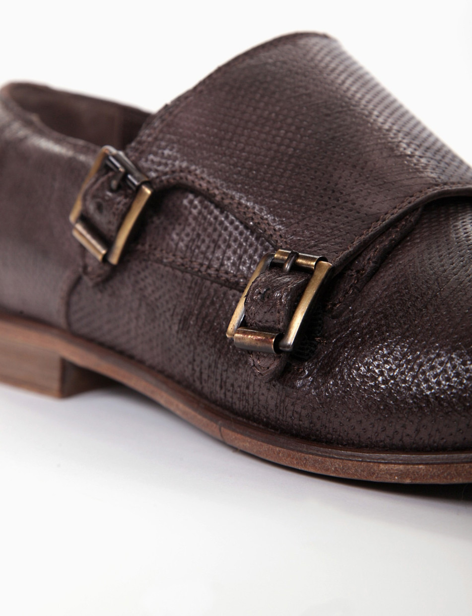 scarpa lacci Monk Strap tacco 2 cm testa