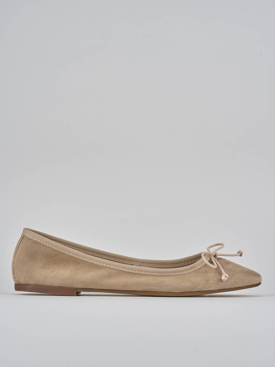 Ballerine tacco 1cm camoscio beige