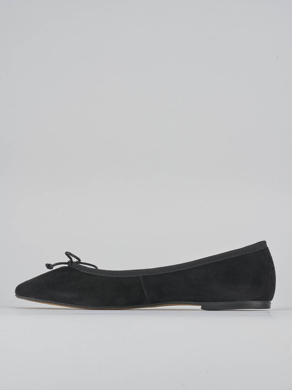 Ballerine tacco 1cm camoscio nero