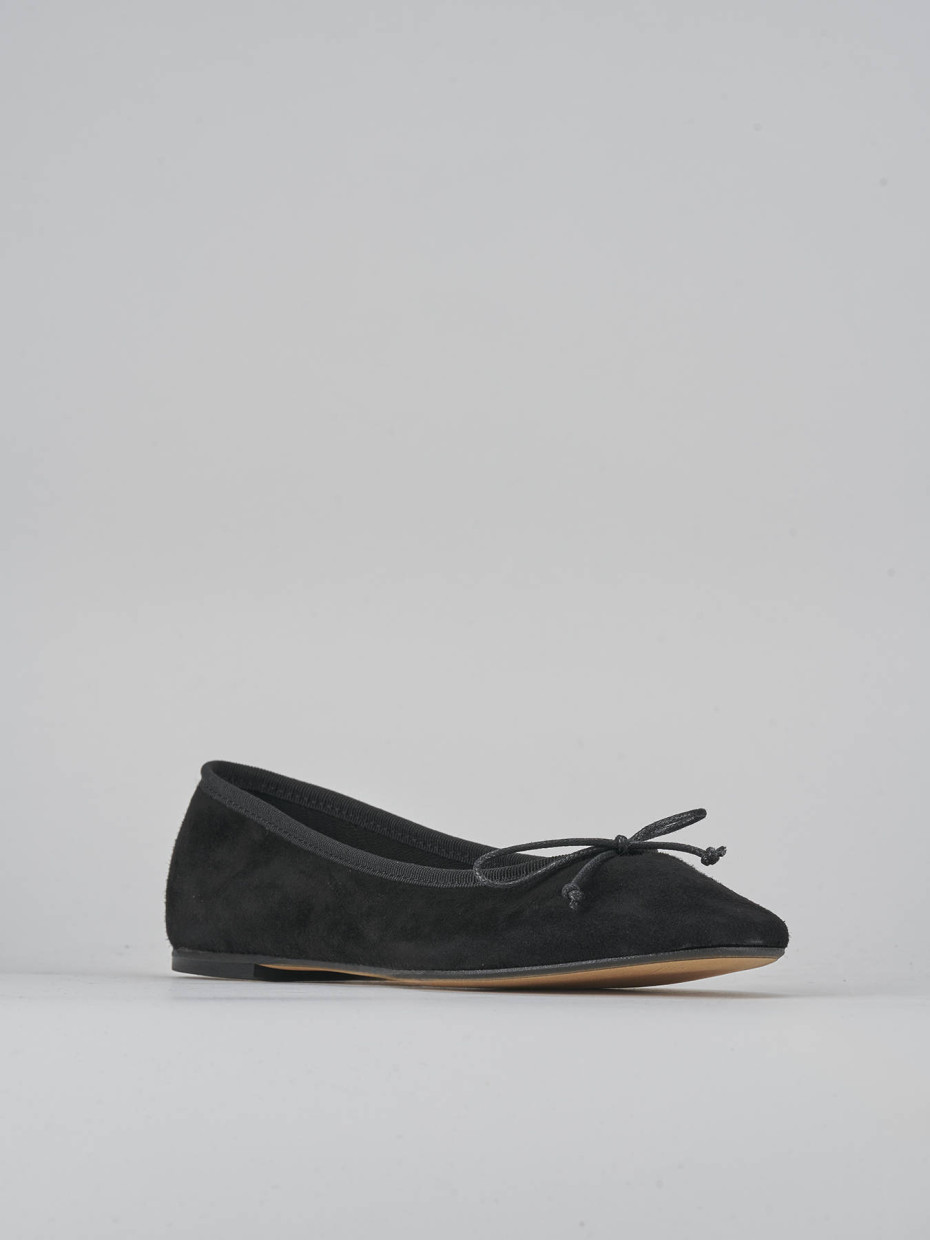 Ballerine tacco 1cm camoscio nero