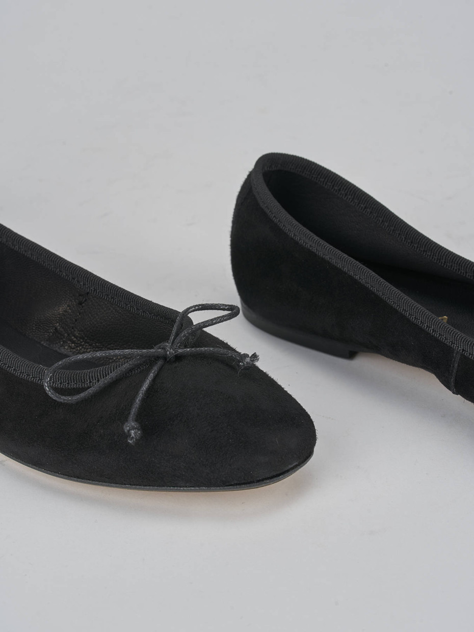 Ballerine tacco 1cm camoscio nero