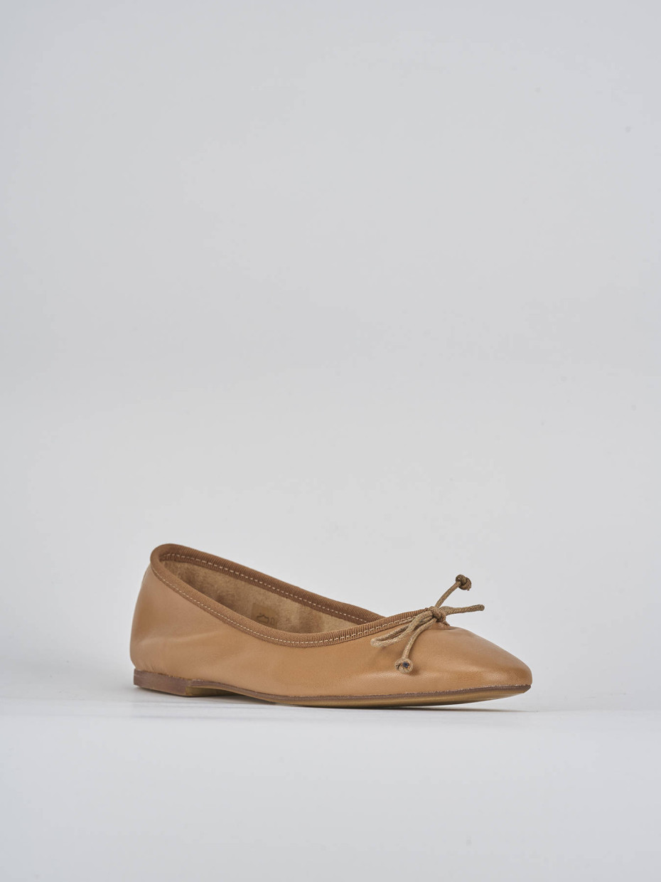 Ballerine tacco 1cm pelle marrone