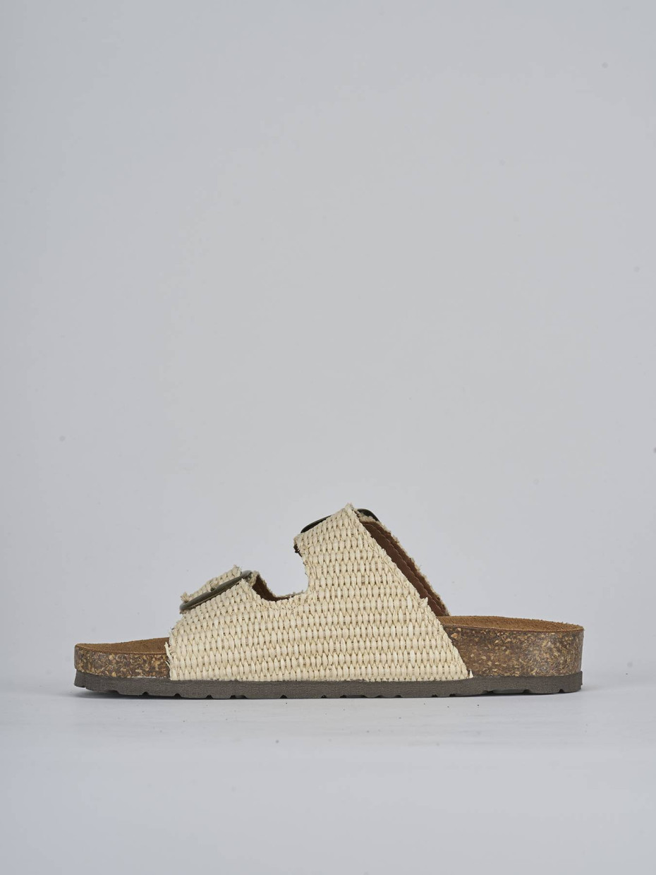 Ciabatta tacco 1 cm beige tessuto