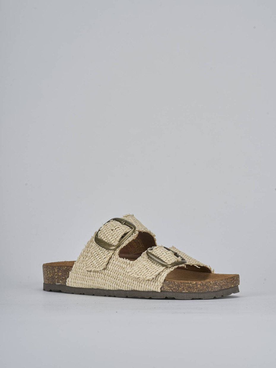 Ciabatta tacco 1 cm beige tessuto