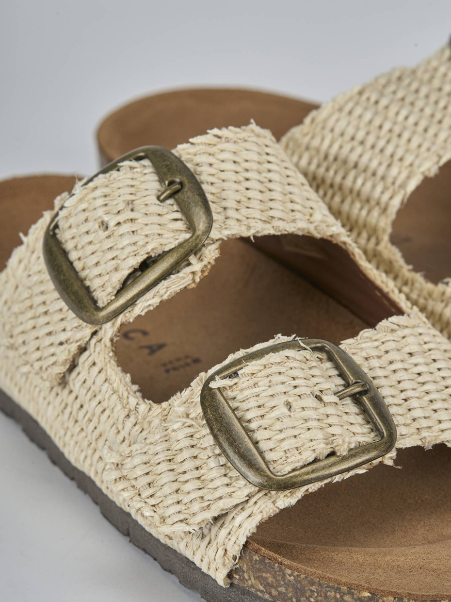 Ciabatta tacco 1 cm beige tessuto
