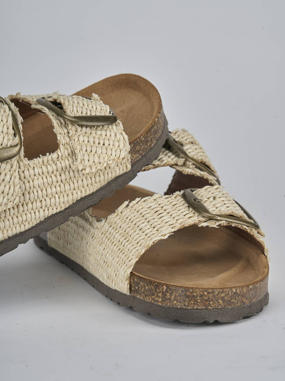 Ciabatta tacco 1 cm beige tessuto