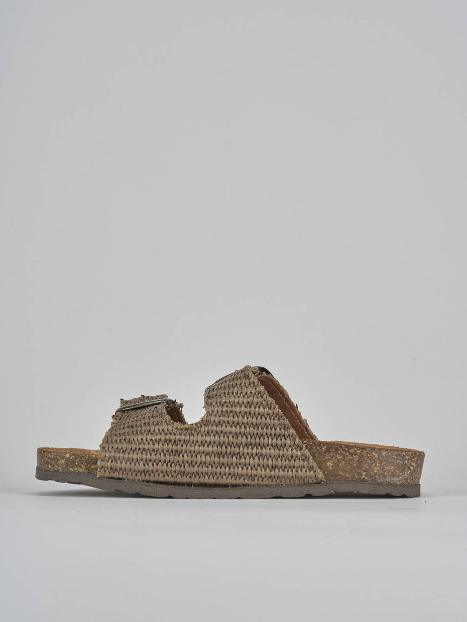 Ciabatta tacco 1 cm beige tessuto
