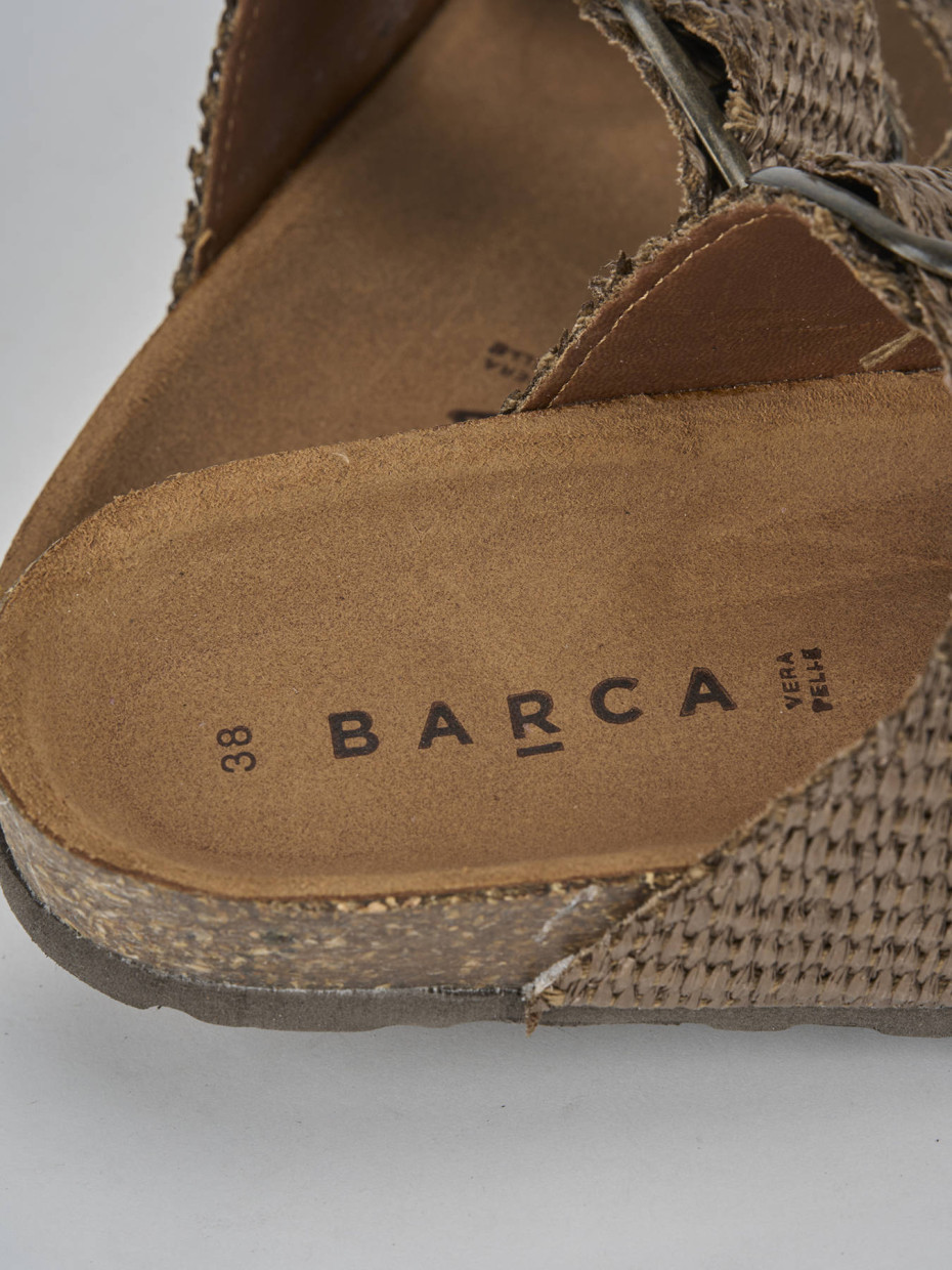 Ciabatta tacco 1 cm beige tessuto