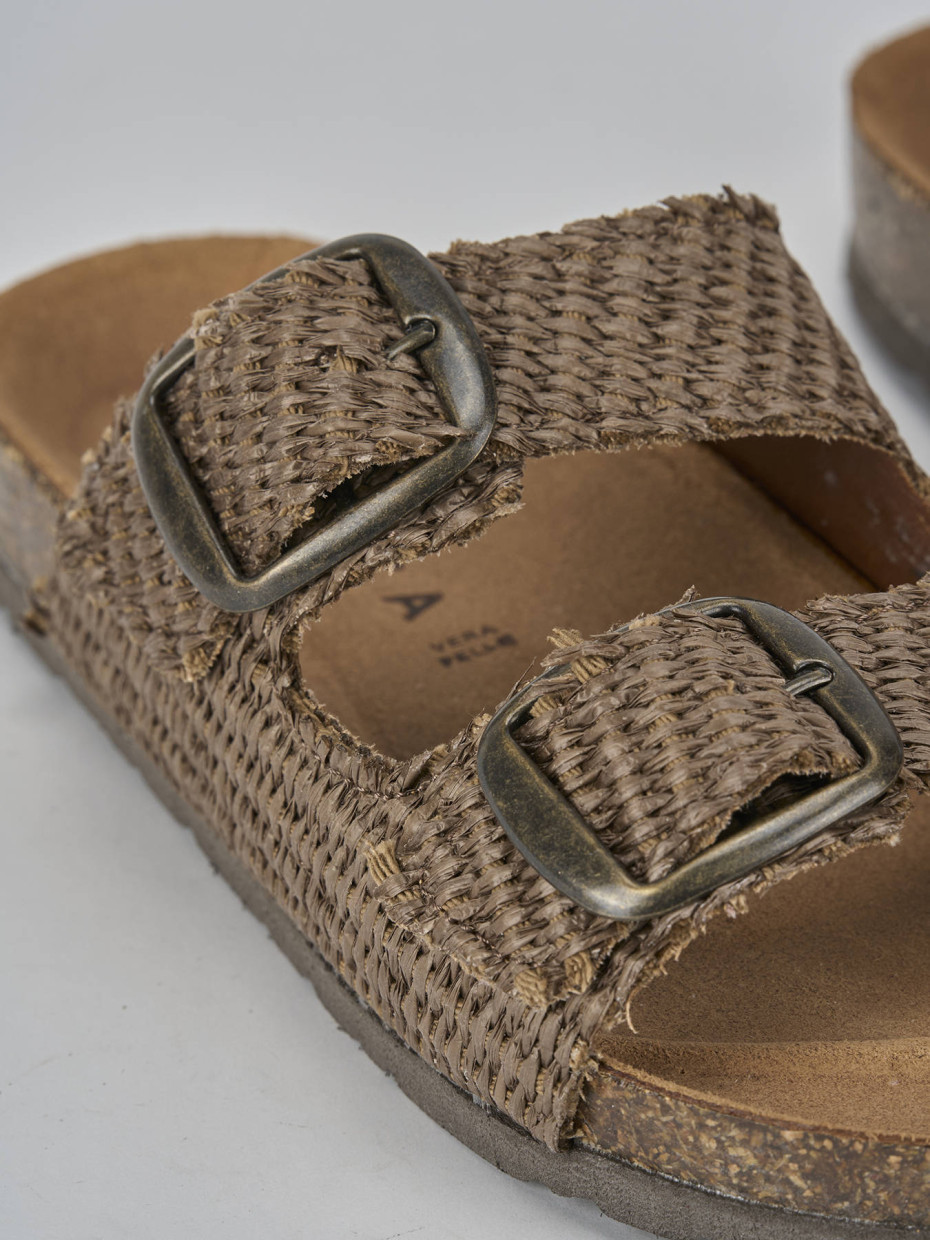 Ciabatta tacco 1 cm beige tessuto