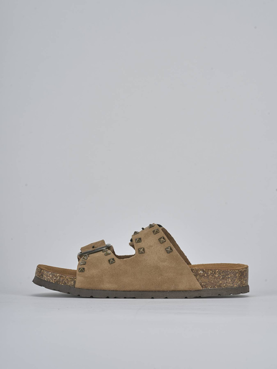 Ciabatta tacco 1 cm beige camoscio
