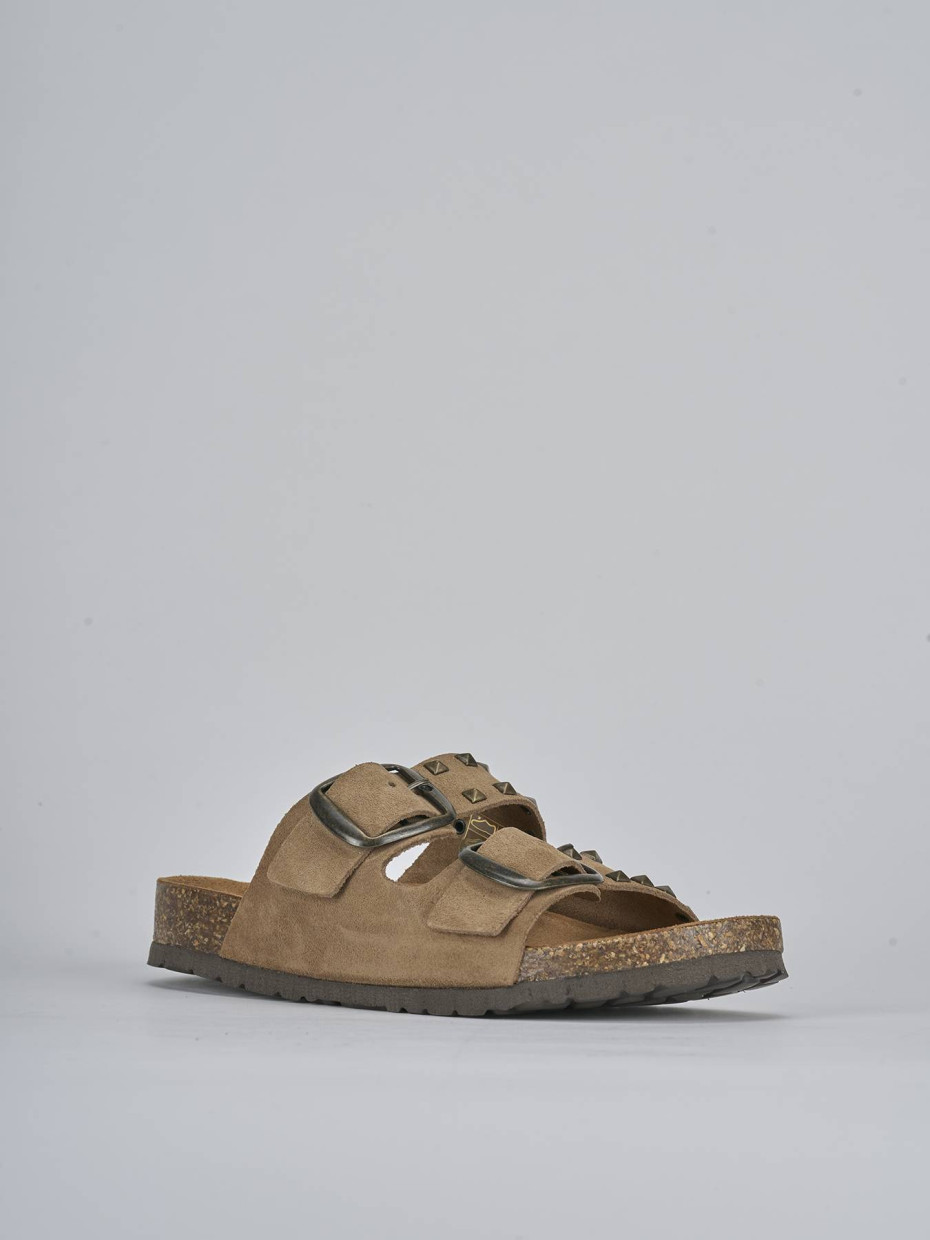 Ciabatta tacco 1 cm beige camoscio