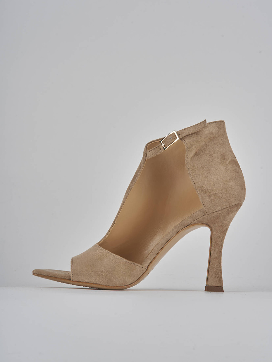 Sandalo tacco 8 cm  beige camoscio