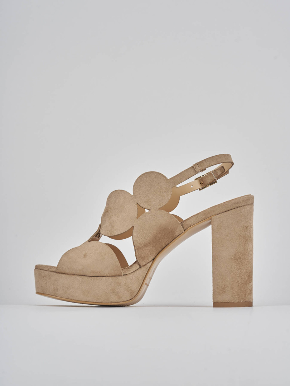 Sandali tacco 9cm camoscio beige