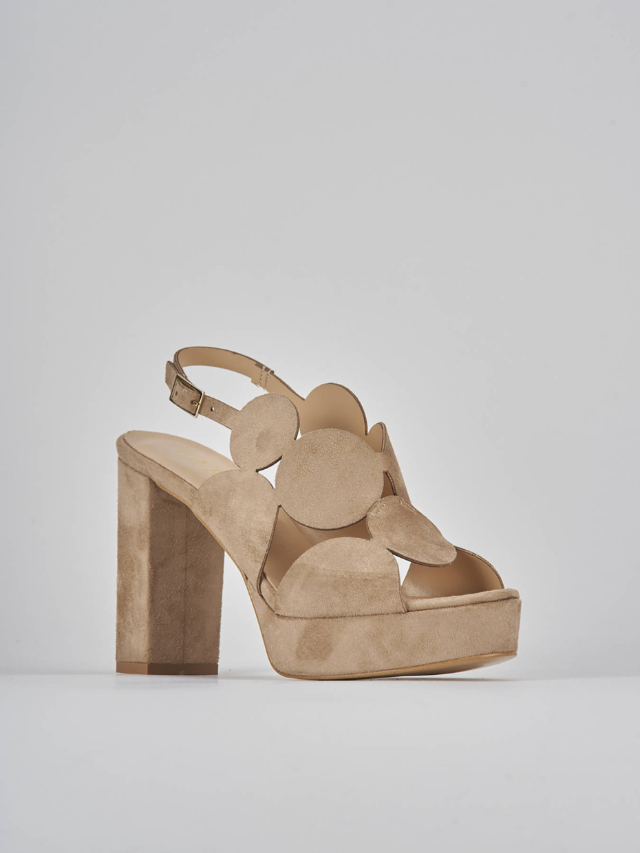 Sandali tacco 9cm camoscio beige