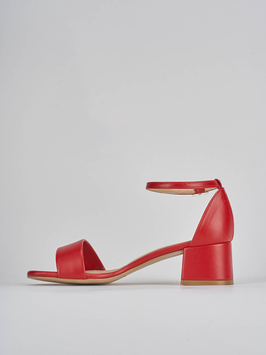 Sandali tacco 5cm pelle rosso