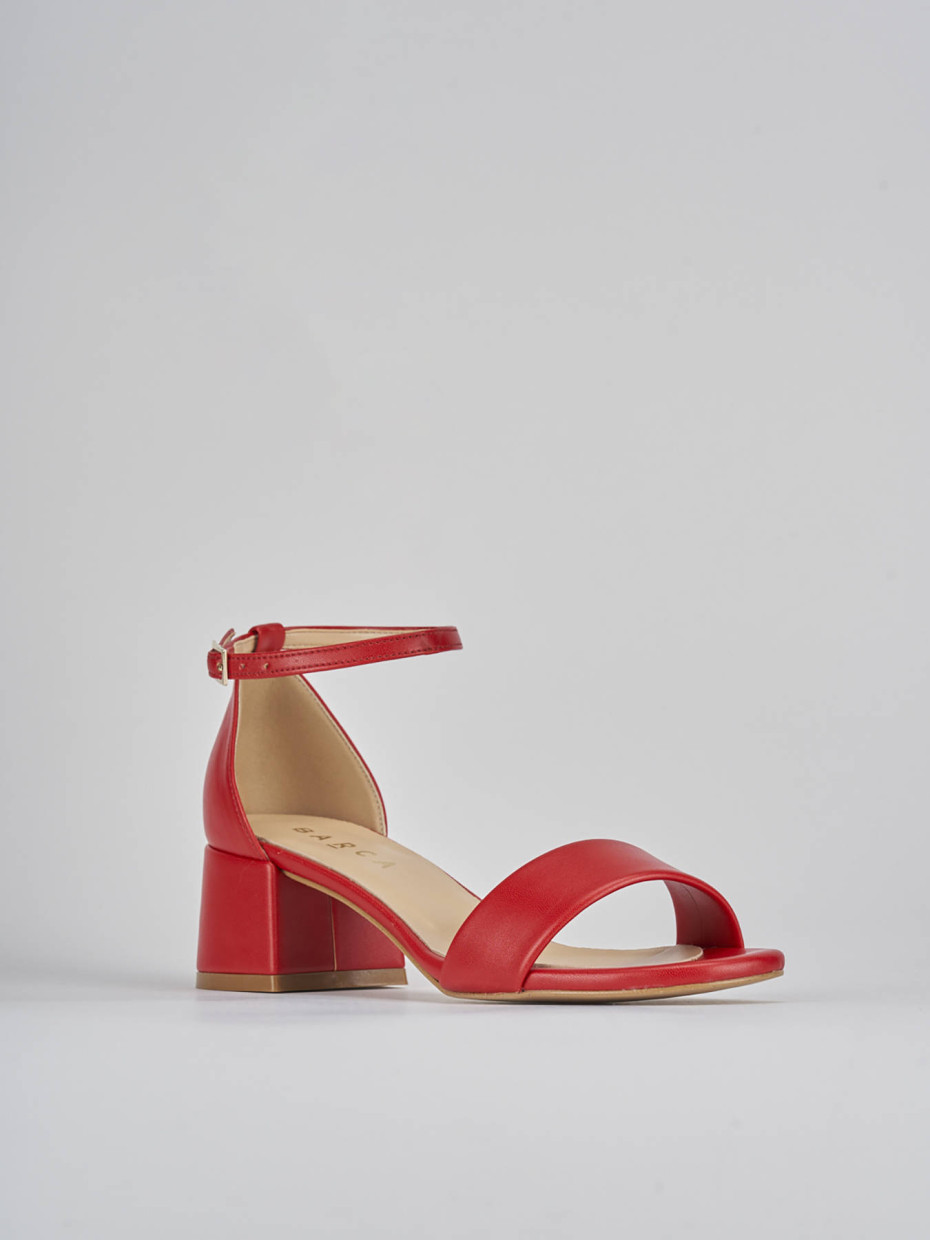 Sandali tacco 5cm pelle rosso