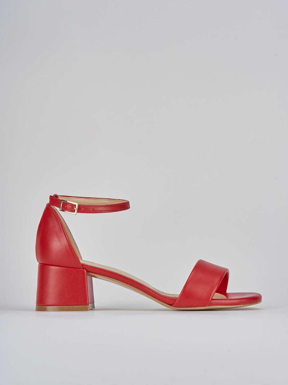 Sandali tacco 5cm pelle rosso