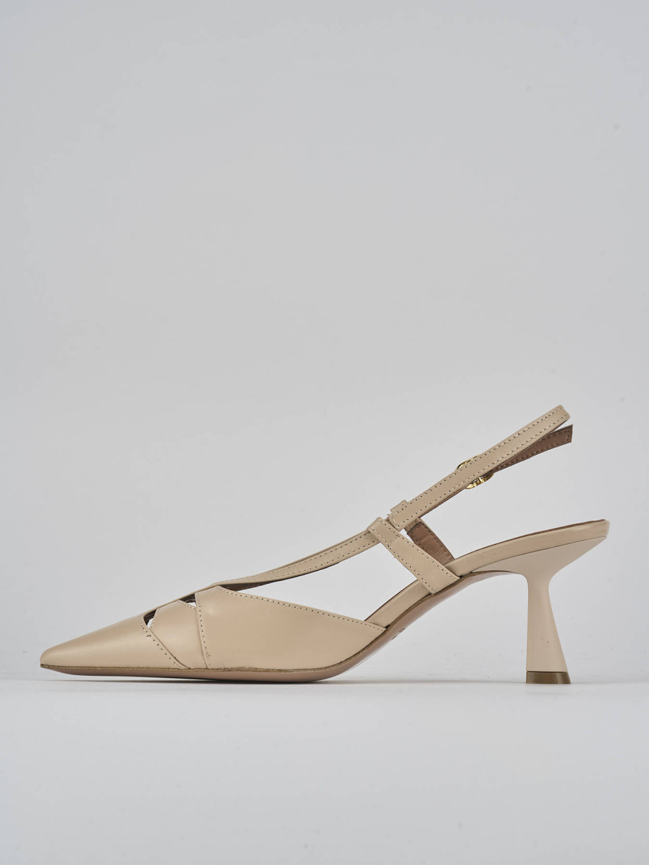 Décolleté e slingback tacco 7cm pelle beige