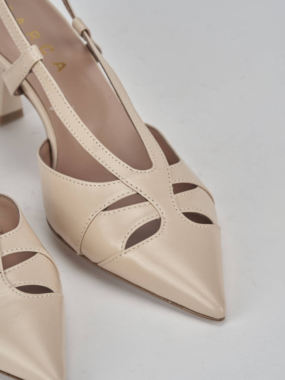 Décolleté e slingback tacco 7cm pelle beige