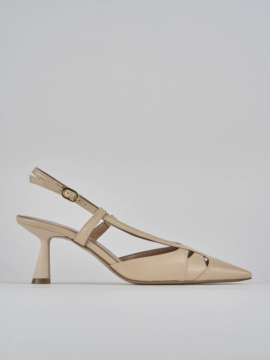 Décolleté e slingback tacco 7cm pelle beige