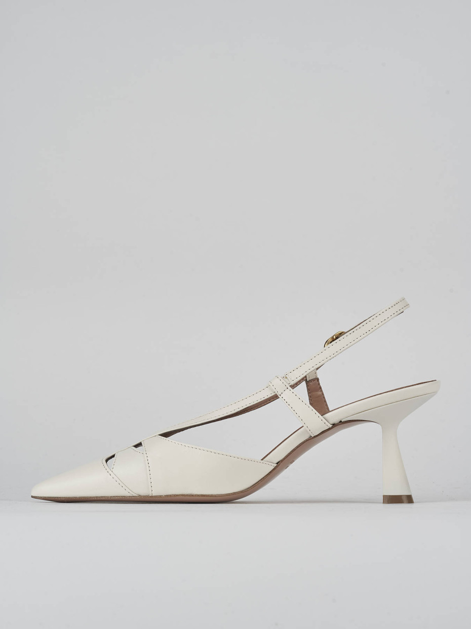 Décolleté e slingback tacco 7cm pelle bianco