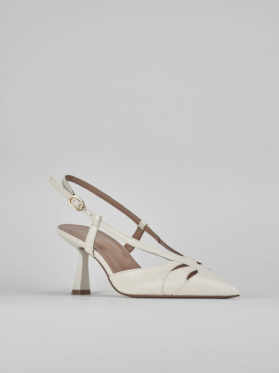 Décolleté e slingback tacco 7cm pelle bianco