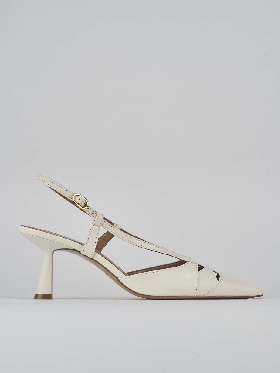 Décolleté e slingback tacco 7cm pelle bianco