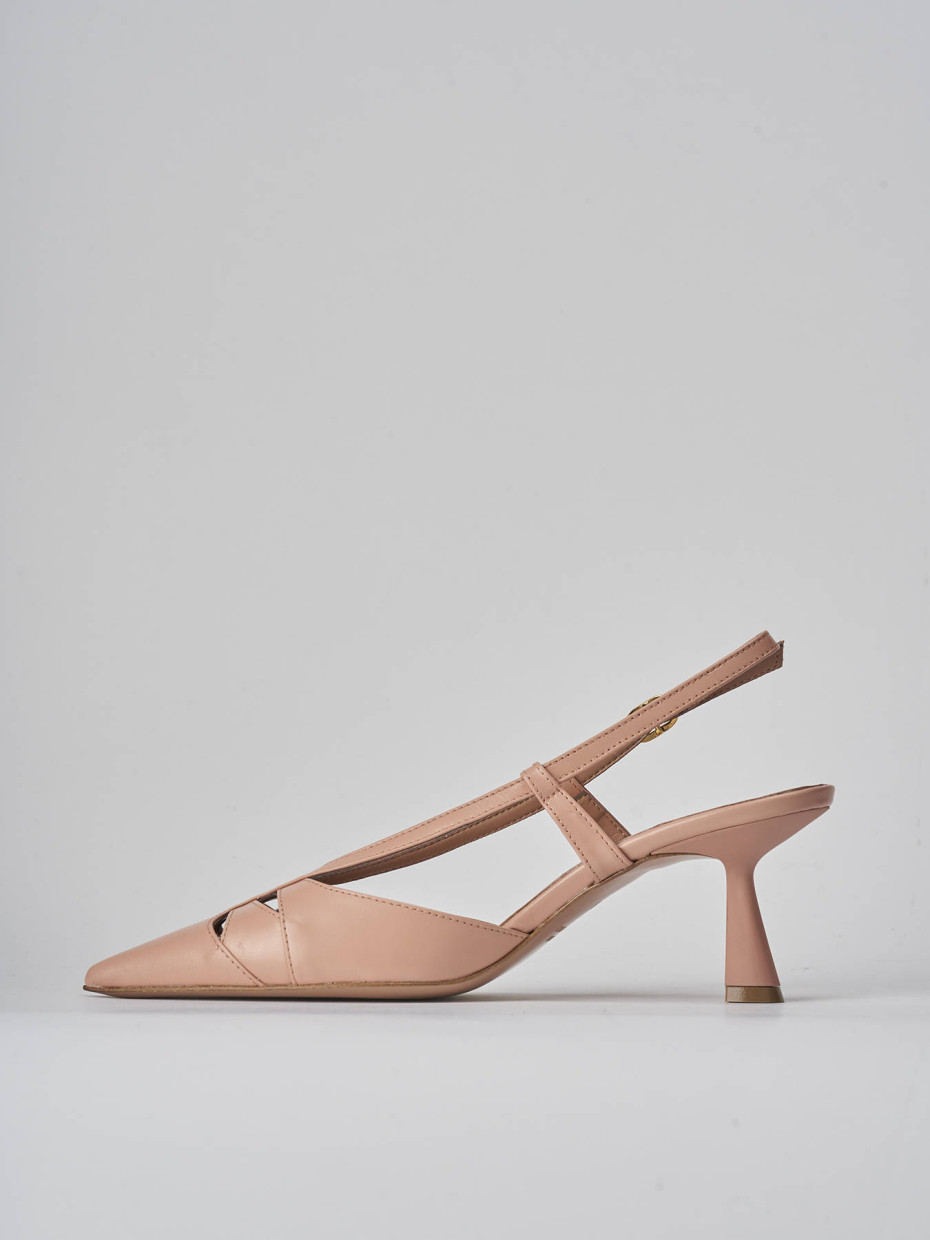 Décolleté e slingback tacco 7cm pelle rosa