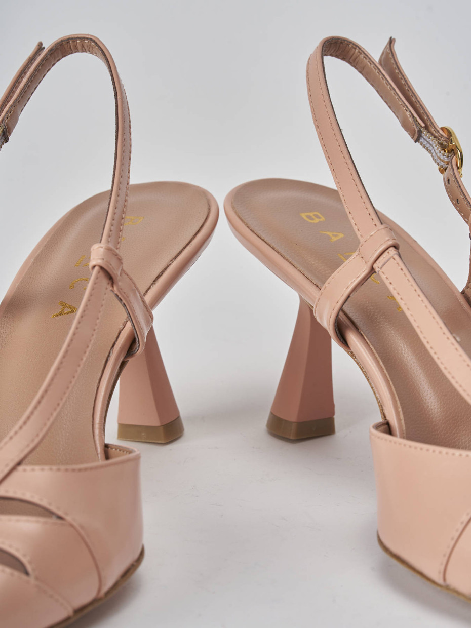 Décolleté e slingback tacco 7cm pelle rosa