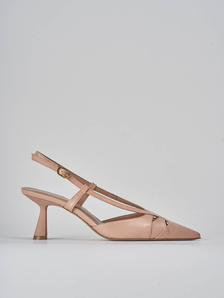 Décolleté e slingback tacco 7cm pelle rosa