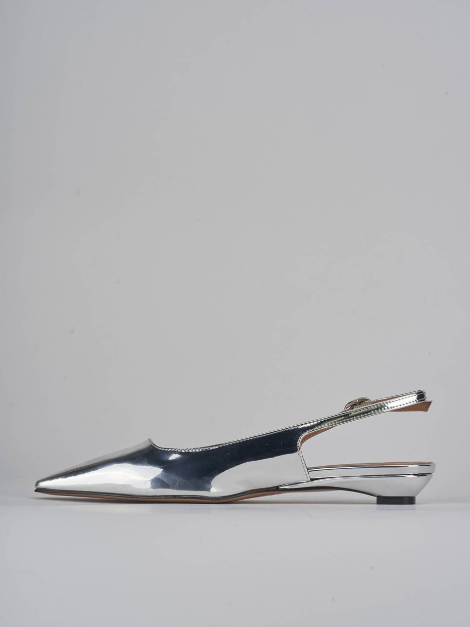 Décolleté e slingback tacco 2cm pelle argento