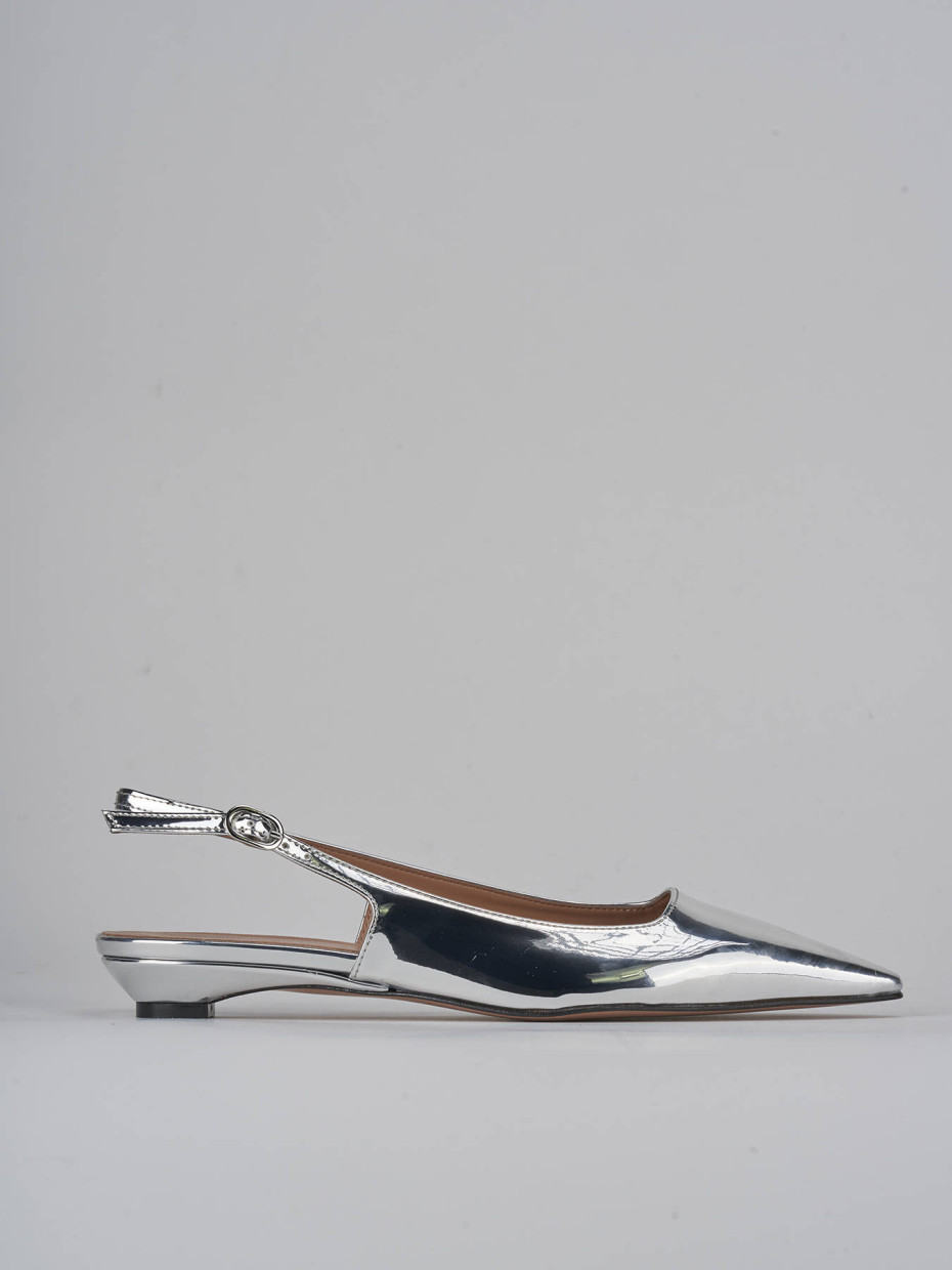 Décolleté e slingback tacco 2cm pelle argento