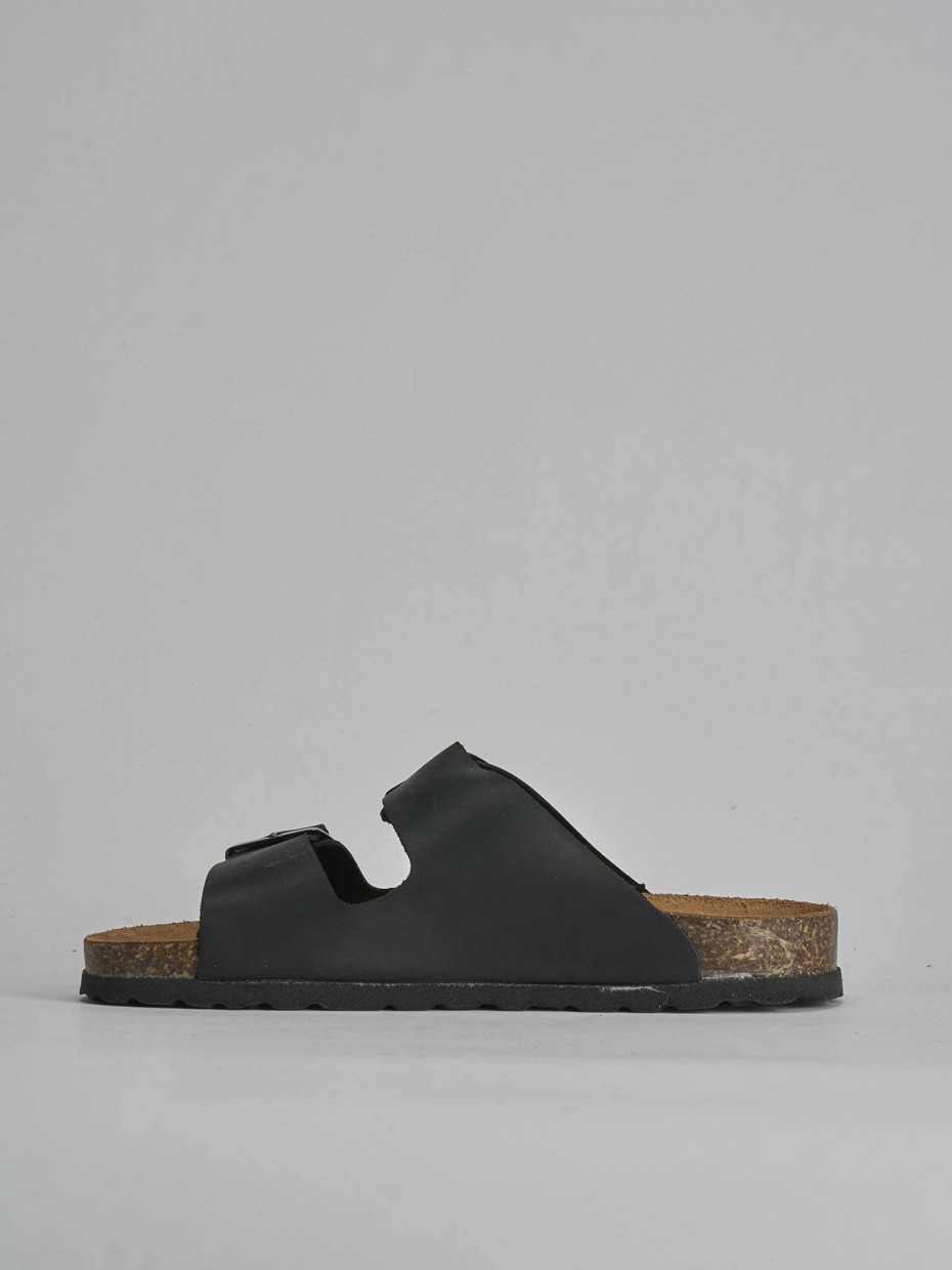 Ciabatte tacco 1cm nabuk nero