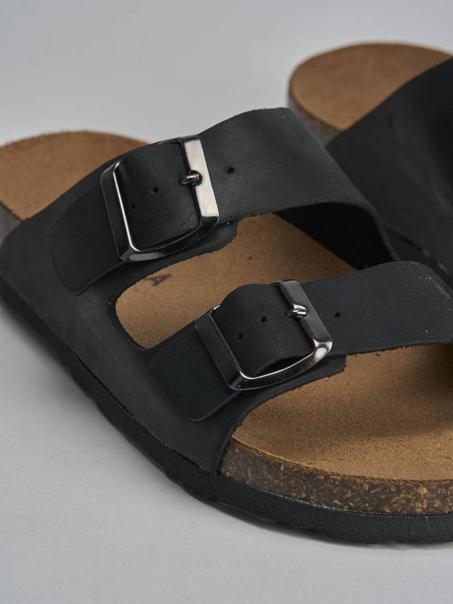 Ciabatte tacco 1cm nabuk nero
