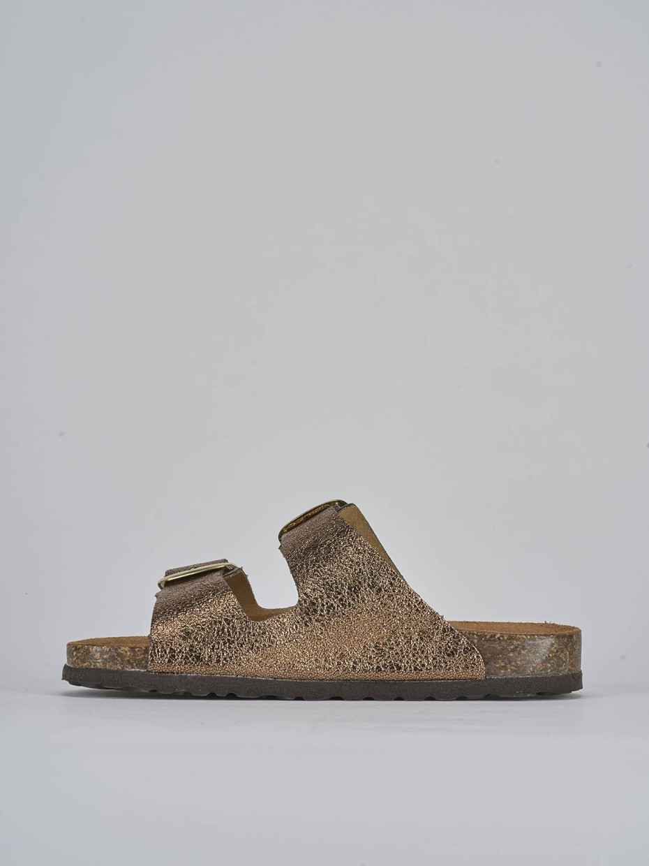 Ciabatte tacco 1cm pelle bronzo