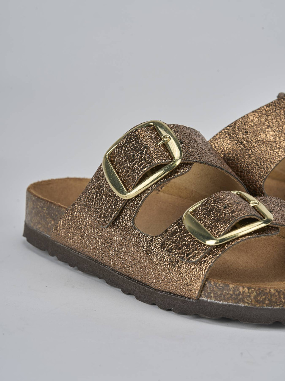 Ciabatte tacco 1cm pelle bronzo