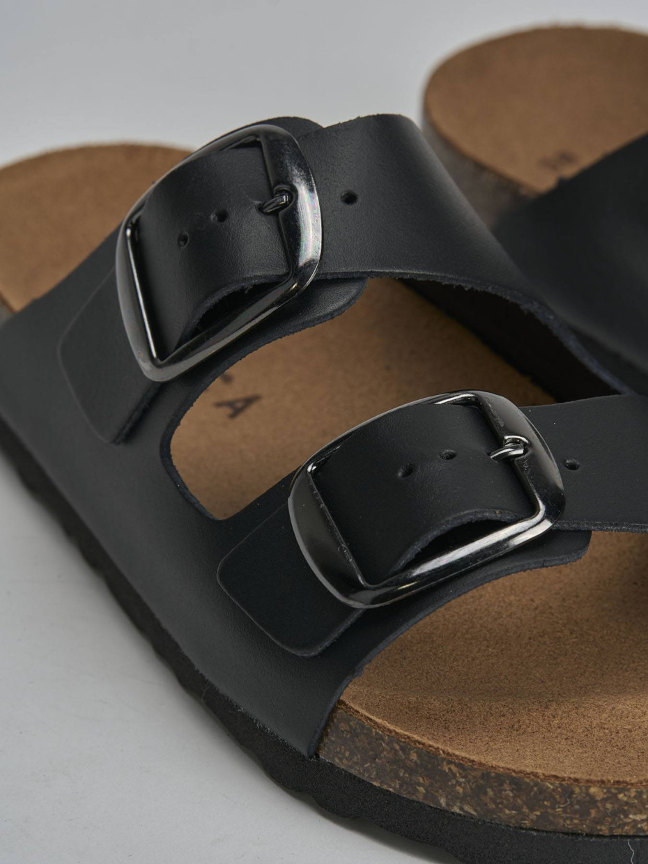 Ciabatte tacco 1cm pelle nero