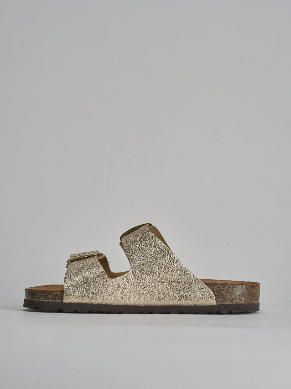 Ciabatta tacco 1 cm oro pelle