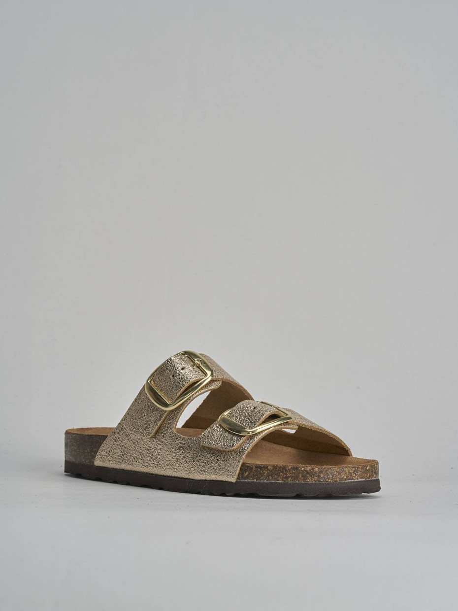 Ciabatta tacco 1 cm oro pelle