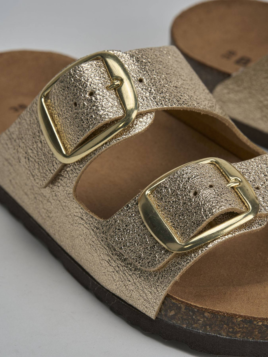 Ciabatta tacco 1 cm oro pelle