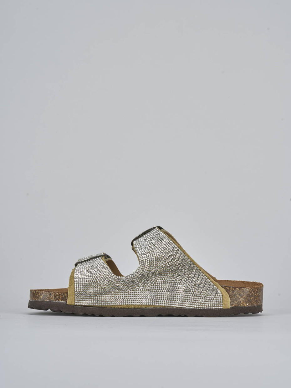 Ciabatta tacco 1 cm argento pelle