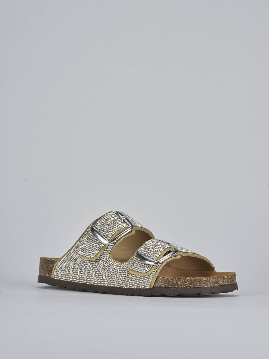 Ciabatta tacco 1 cm argento pelle