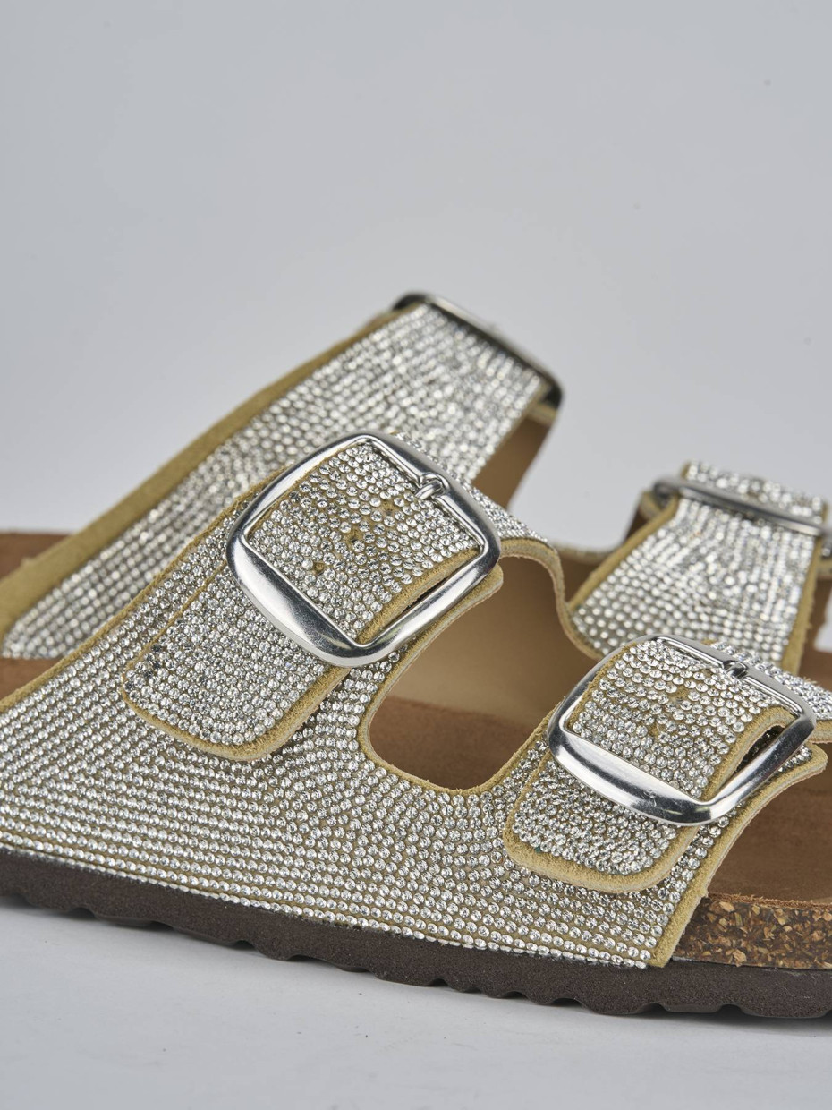 Ciabatta tacco 1 cm argento pelle