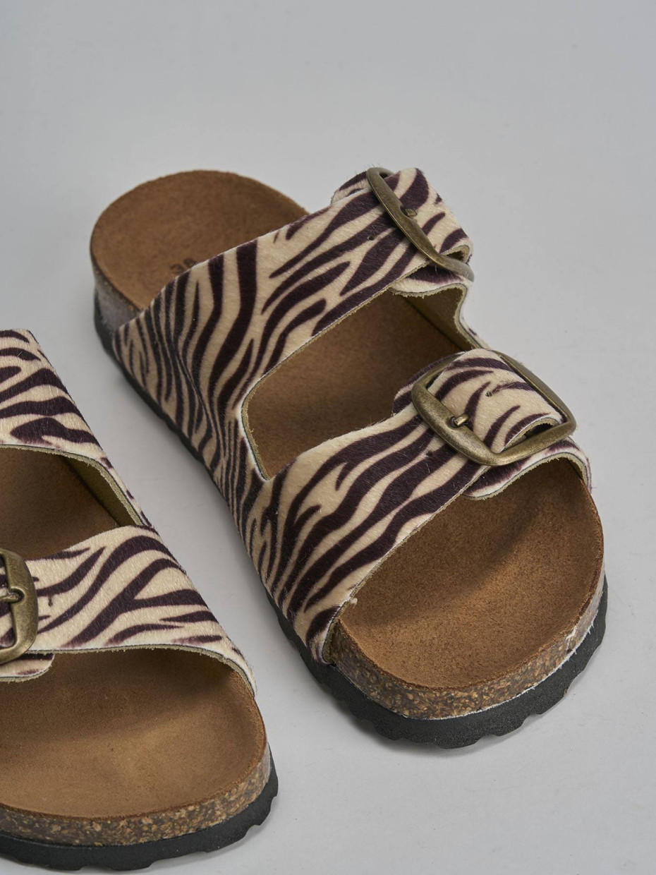Ciabatta tacco 1 cm multicolor pelle