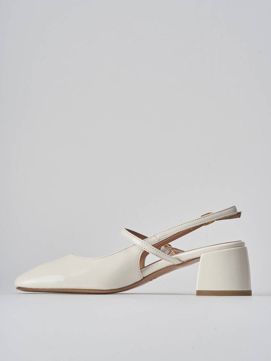 Décolleté e slingback tacco 5cm vernice bianco