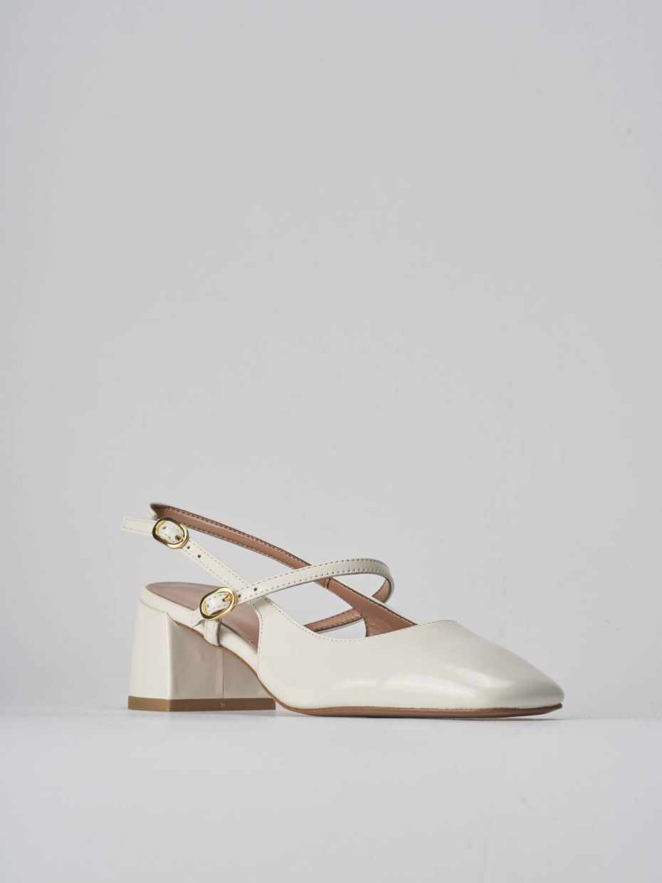 Décolleté e slingback tacco 5cm vernice bianco