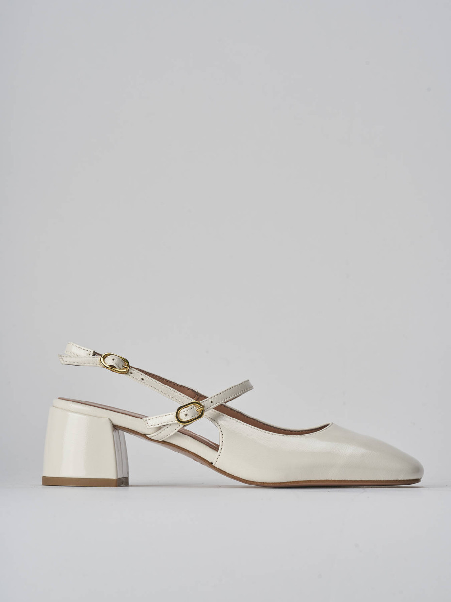 Décolleté e slingback tacco 5cm vernice bianco