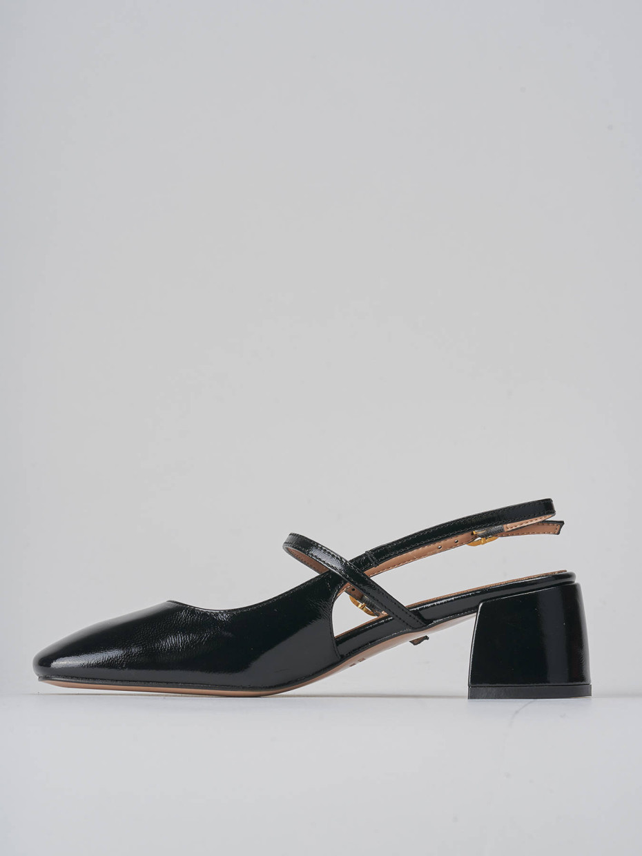 Décolleté e slingback tacco 5cm vernice nero