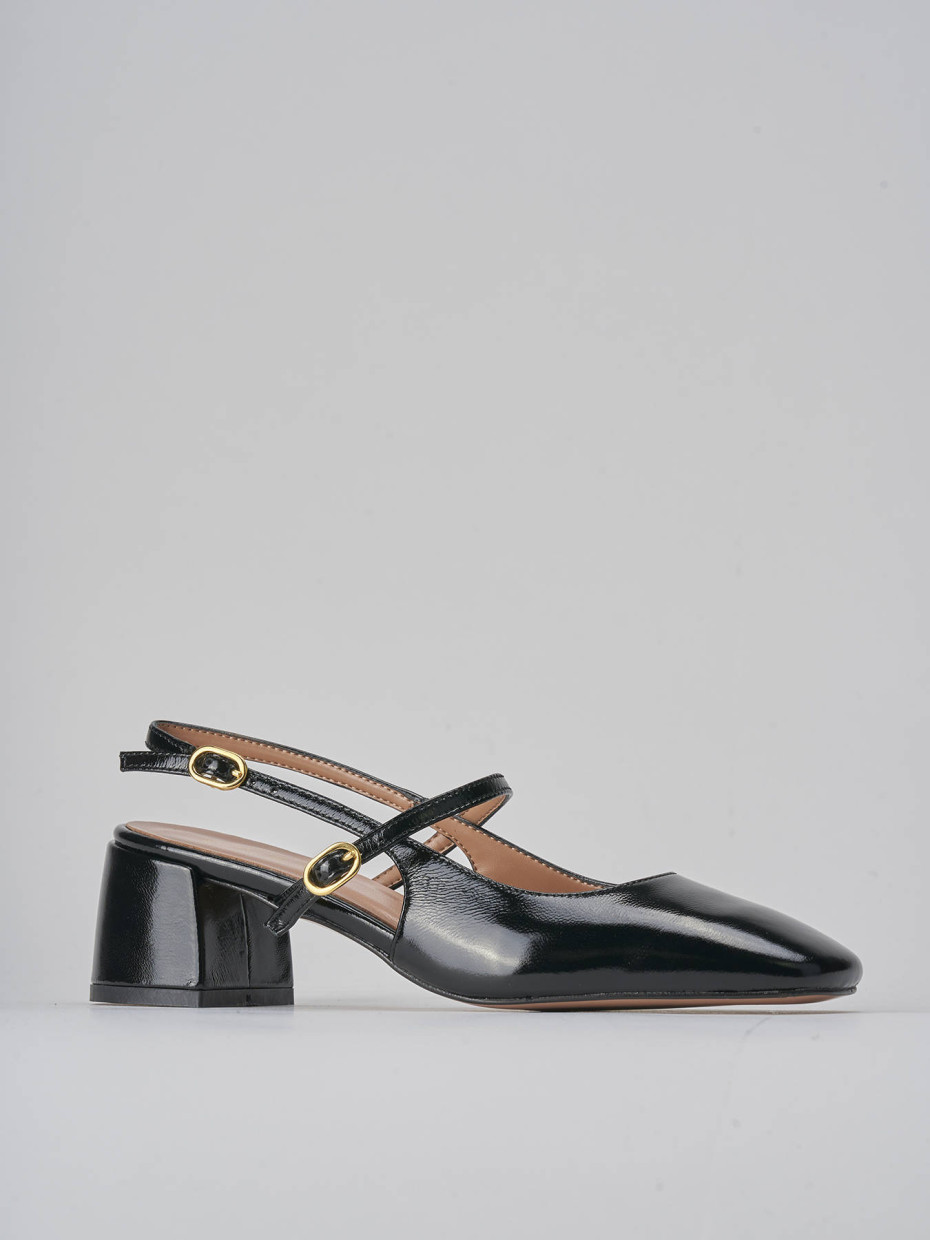 Décolleté e slingback tacco 5cm vernice nero