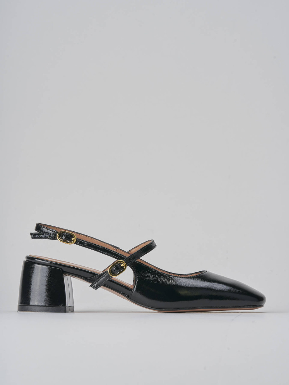 Décolleté e slingback tacco 5cm vernice nero